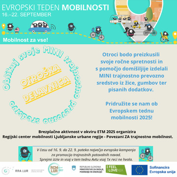 Letak za otrosko delavnico MINI trajnostno prevozno sredstvo